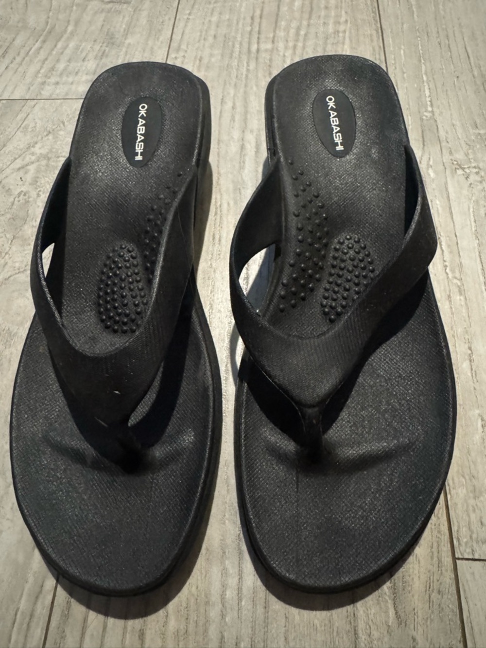 Okabashi Splash Black Women's Wedge Thong Flip Flop Sandals SIZE ML See size pic - Picture 3 of 8